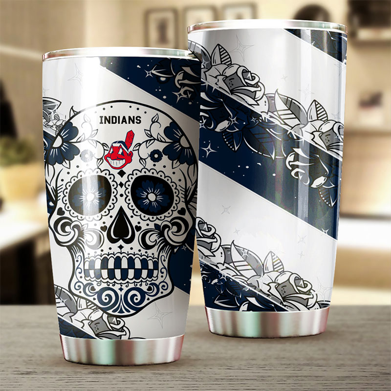 Cleveland Indians MLB Tumbler with Skull Design for Baseball Lovers
