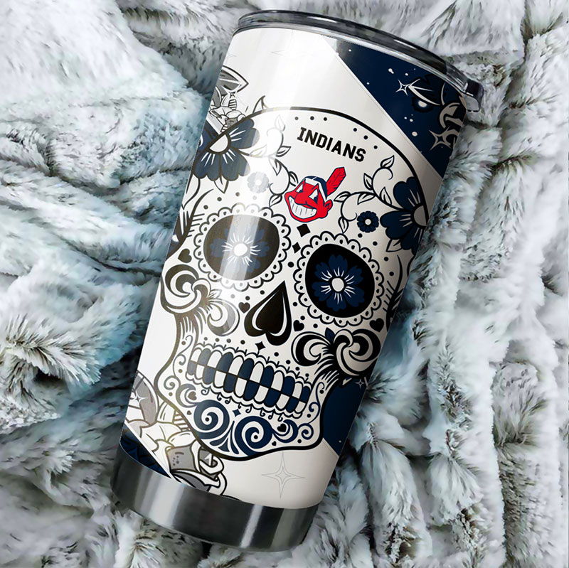 Cleveland Indians MLB Tumbler with Skull Design for Baseball Lovers - Image 2