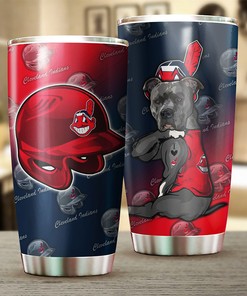 Clever Cleveland Indians MLB Tumbler with a Funny Dog Design