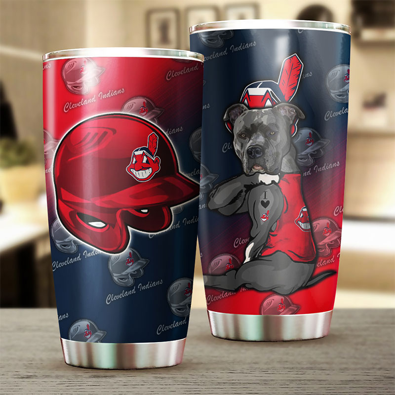 Clever Cleveland Indians MLB Tumbler with a Funny Dog Design