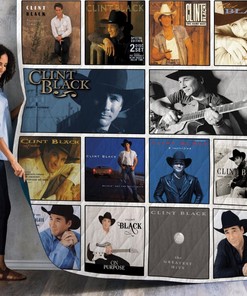 Clint Black Albums Collection Quilt Blanket for a Music Lover