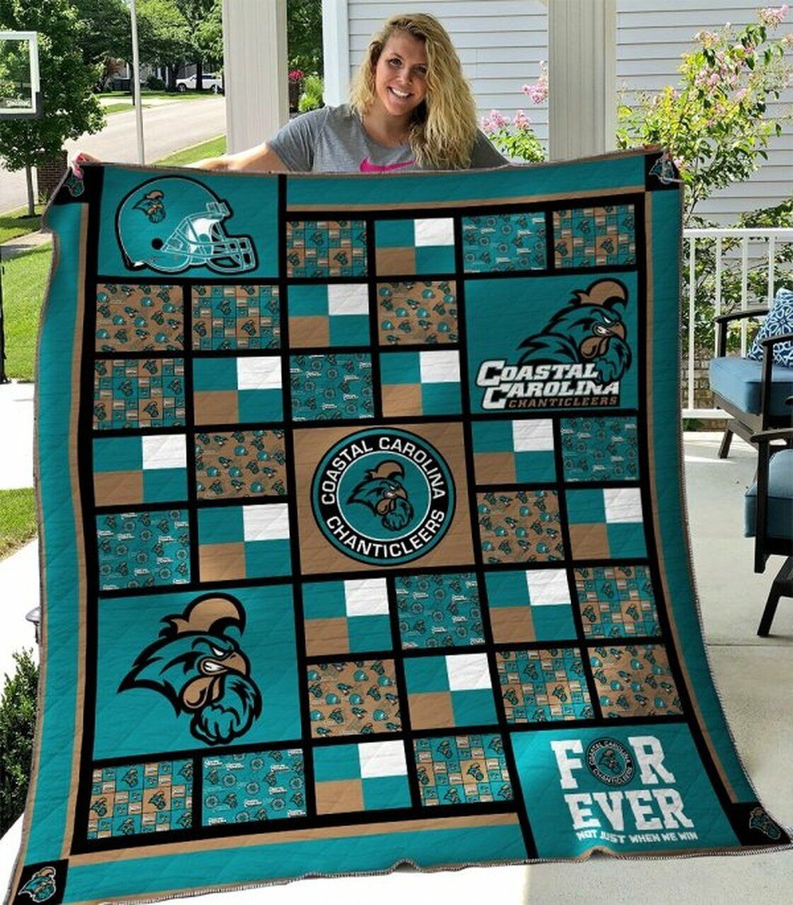 Coastal Carolina Chanticleers Ncaa Quilt Bedding Set with Soft Quilt Blanket for Fans