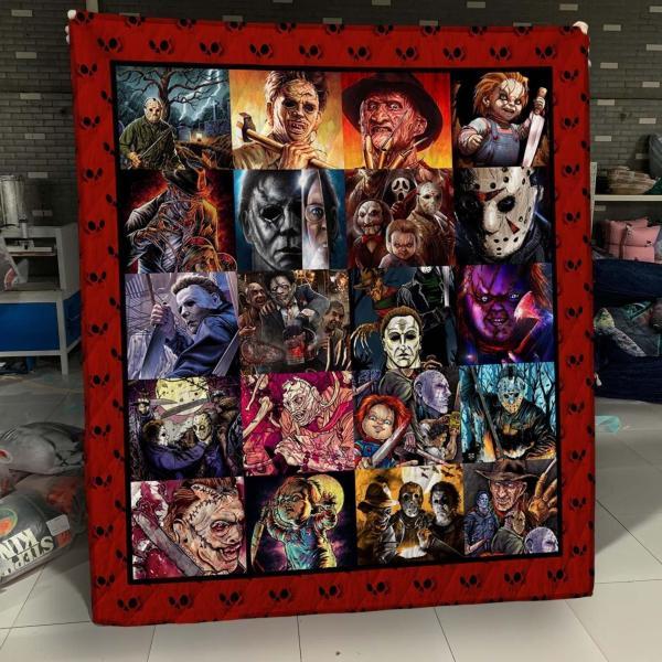 Collection of Horror Movies in a Halloween Quilt Blanket