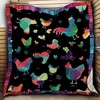 Color Chicken with Background Quilt Blanket for Animal Lovers