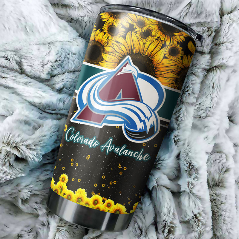 Colorado Avalanche NHL Tumbler: Beautiful Sunflower Design Tumbler for NHL Fans, Perfect for Any Occasion