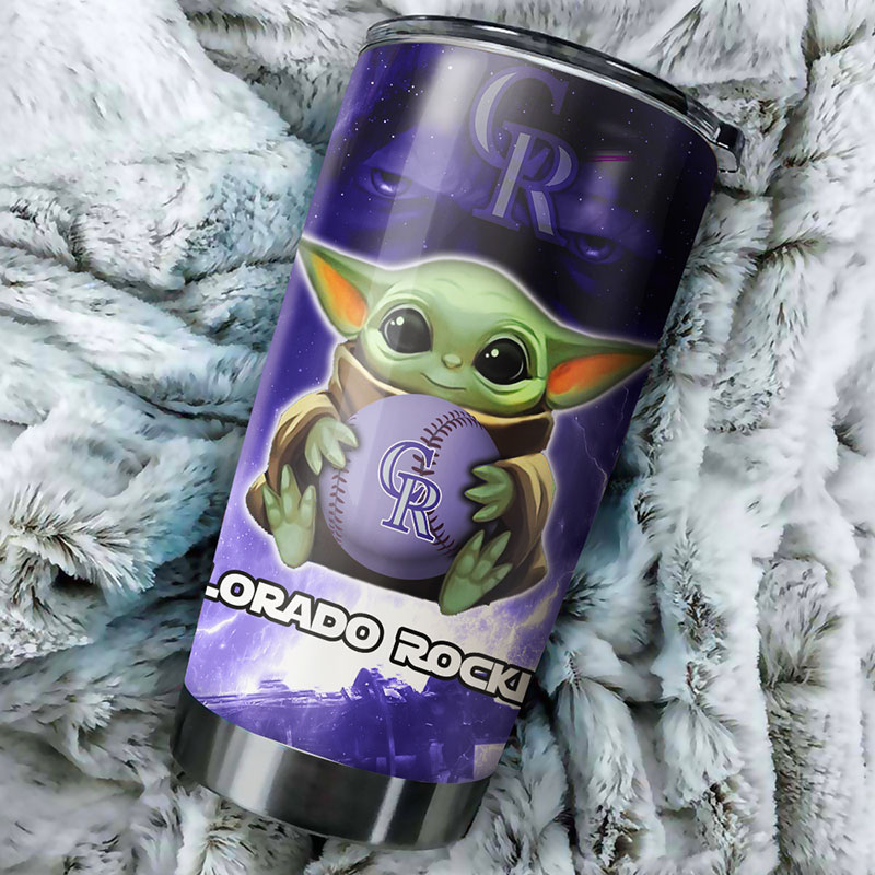 Colorado Rockies MLB Tumbler featuring Baby Yoda and personalized design