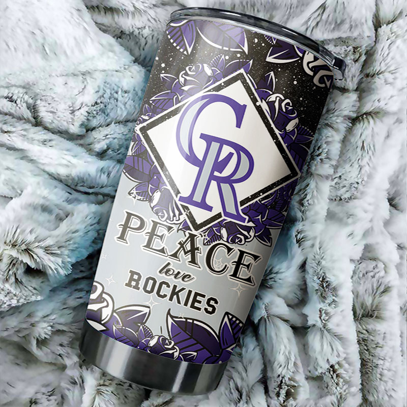 Colorado Rockies MLB Tumbler spreading peace and love with custom MLB logo