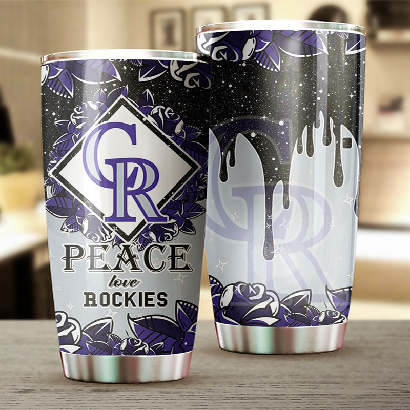 Colorado Rockies MLB Tumbler spreading peace and love with custom MLB logo - Image 2