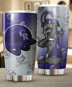 Colorado Rockies MLB Tumbler with Funny Dog Design and MLB Logo