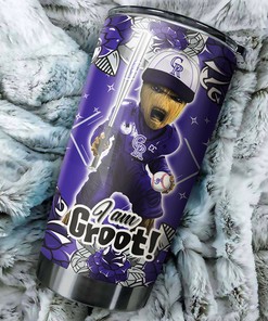 Colorado Rockies MLB Tumbler with I Am Groot quote and personalized design for loyal fans