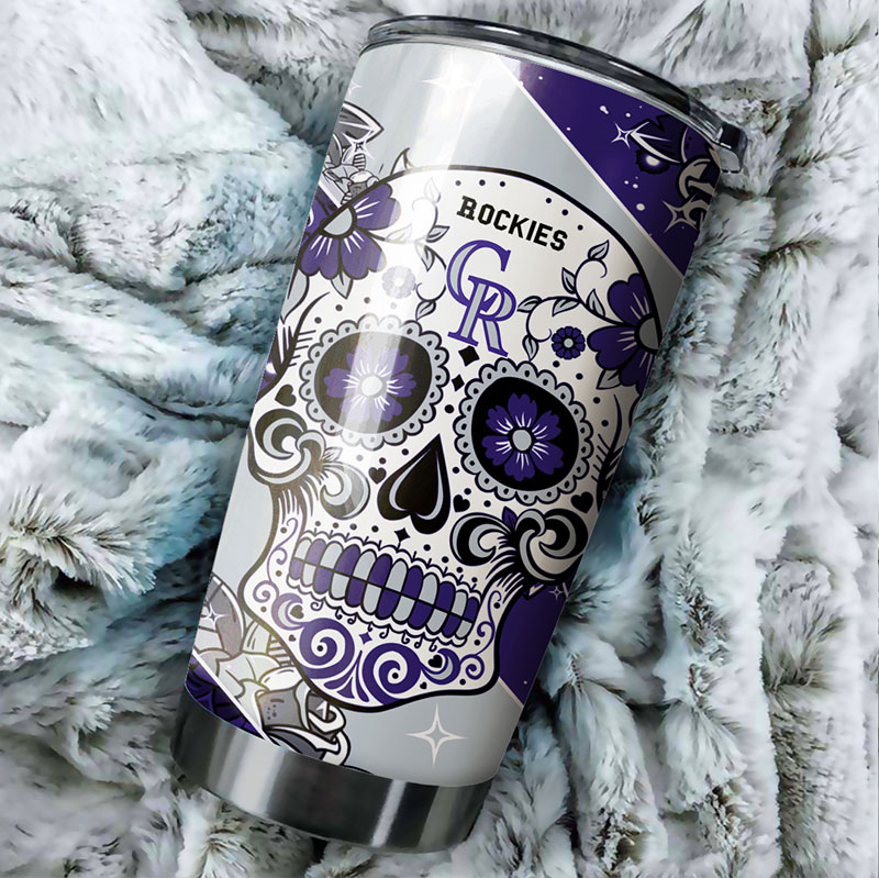 Colorado Rockies MLB Tumbler with skull design and custom MLB logo - Image 2