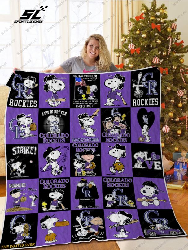 Colorado Rockies Snoopy Peanuts Quilt Blanket - Personalized Gifts for Baseball Fans