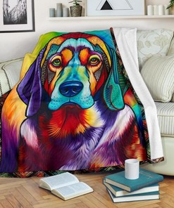 Colorful Beagle Fleece Blanket with Quilt Bedding Set for Dog Lovers