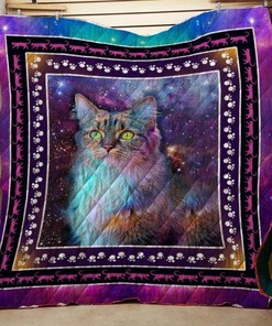 Colorful Cat And Sky Quilt Blanket - A Beautiful Quilt Bedding Set for Cat Lovers