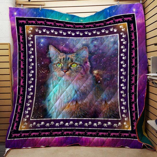 Colorful Cat And Sky Quilt Blanket - A Beautiful Quilt Bedding Set for Cat Lovers
