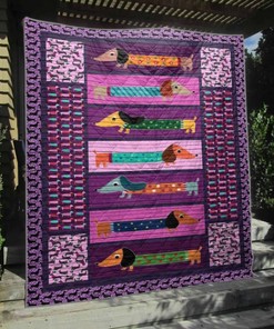 Colorful Dachshund Dog Quilt Blanket for Pet Lovers