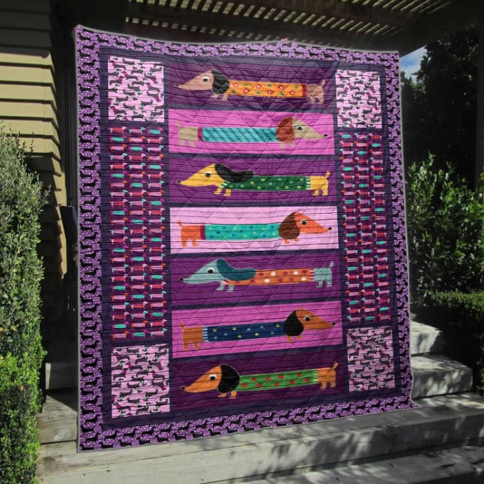 Colorful Dachshund Dog Quilt Blanket for Pet Lovers