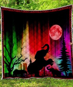 Colorful Elephant Premium Quilt Blanket - Add a Pop of Color to Your Bedroom with Elephant Quilt Bedding Set
