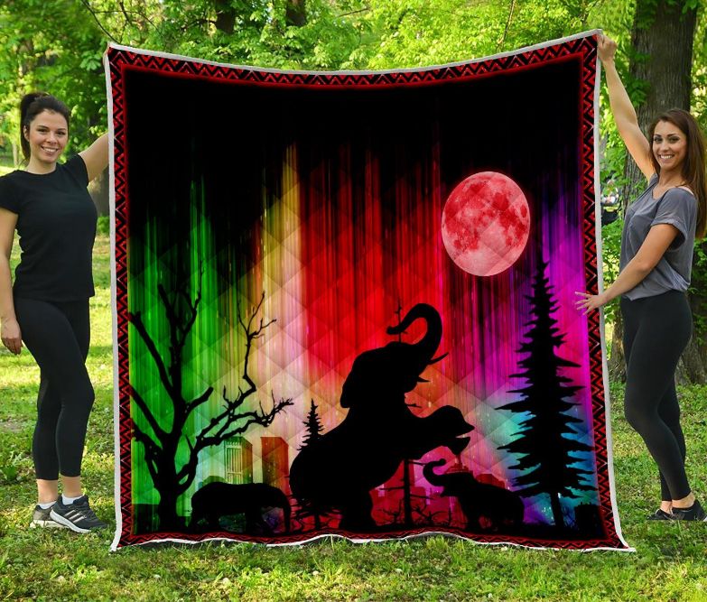 Colorful Elephant Premium Quilt Blanket - Add a Pop of Color to Your Bedroom with Elephant Quilt Bedding Set
