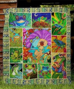 Colorful Frog Lo Quilt Bedding Set with Cartoon Style