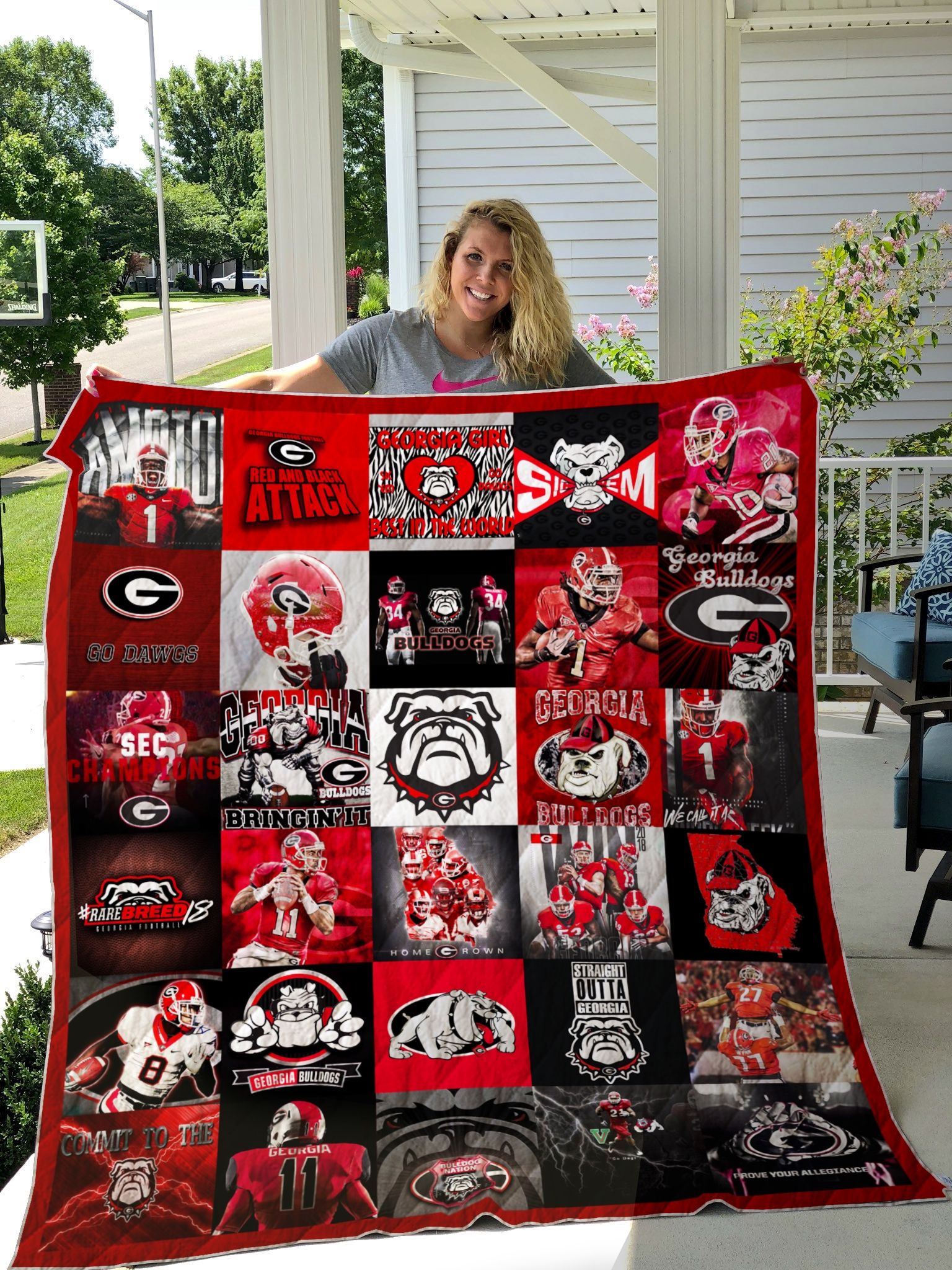 Colorful Georgia Bulldogs Ncaa Quilt Bedding Set