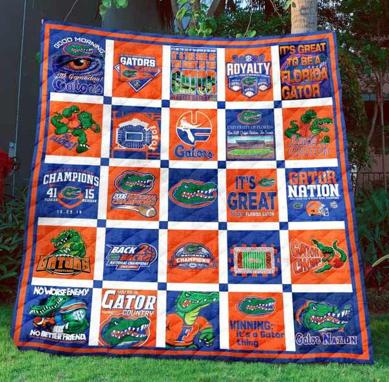 Colorful NCAA Florida Gators Quilt Bedding Set