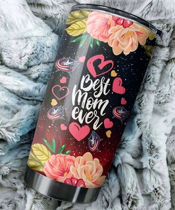 Columbus Blue Jackets NHL Tumbler - Best Mom Ever Cool Flower Tumbler with Sporting Design - G Fanatics