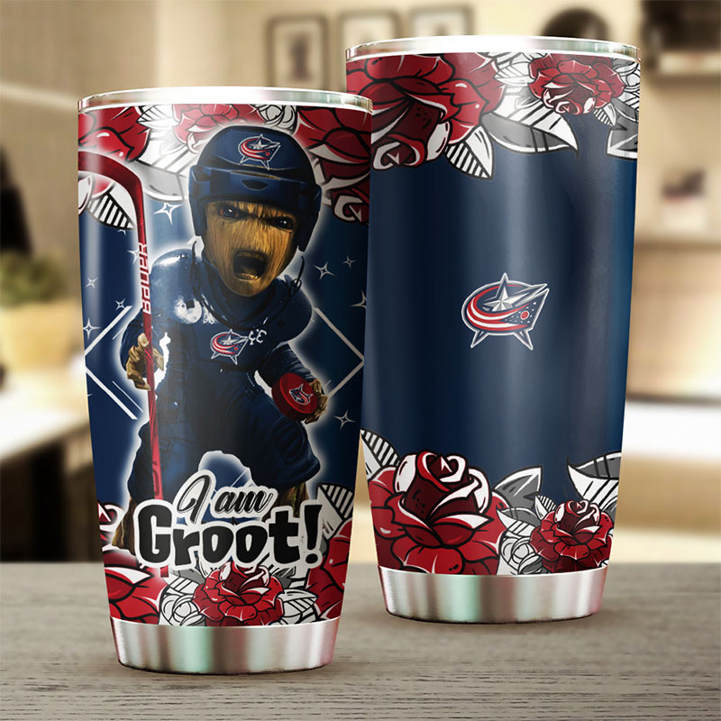 Columbus Blue Jackets NHL Tumbler - I Am Groot Edition - Image 2