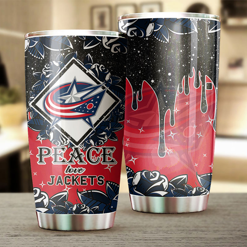 Columbus Blue Jackets NHL Tumbler - Peace Love Tumbler with Sporting Design - G Fanatics - Image 2