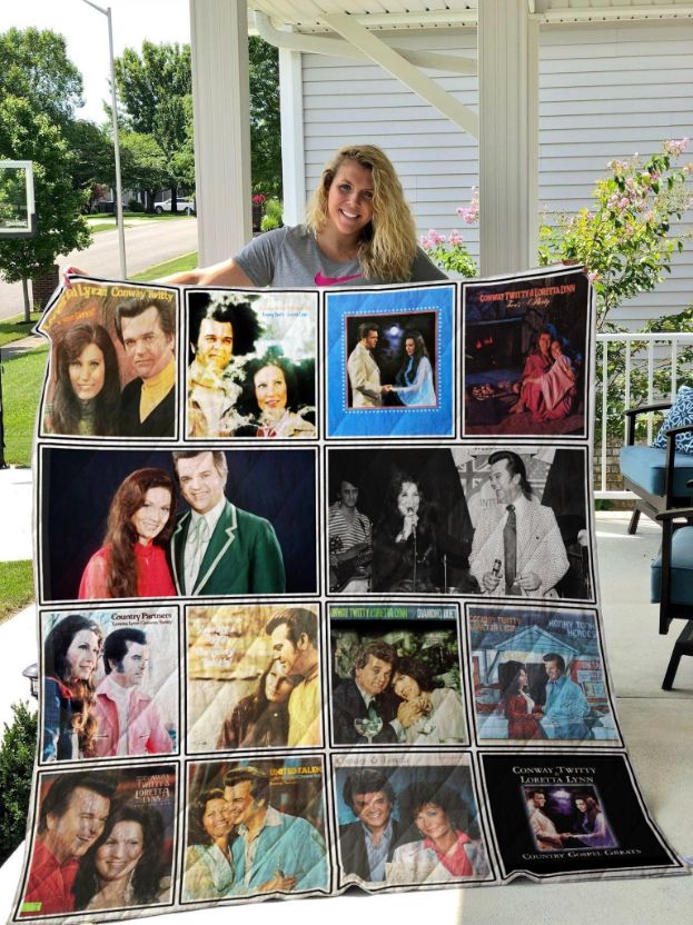 Conway Twitty & Loretta Lynn Quilt Blanket for Fans of Country Music