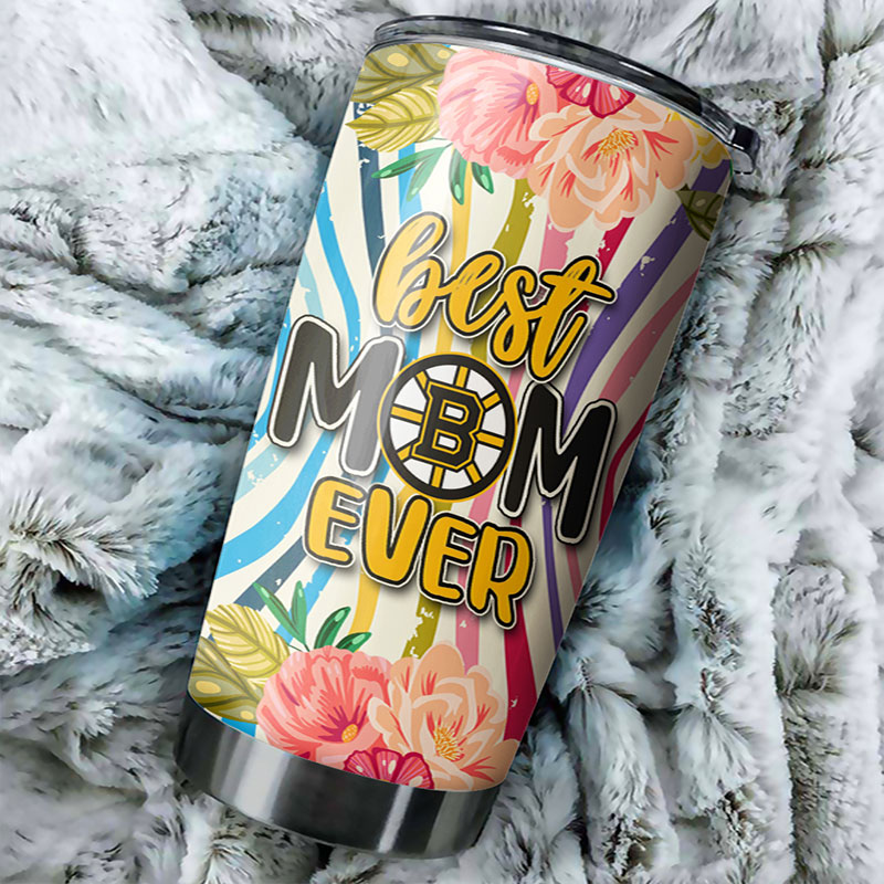 Cool Flower Boston Bruins NHL Tumbler - Best Mom Ever Personalized Drink Container