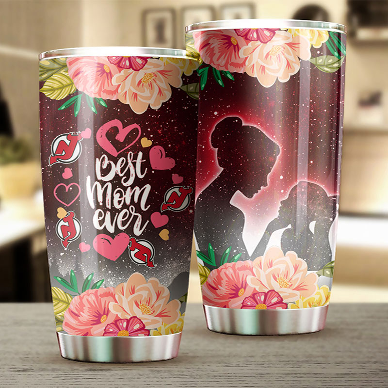 Cool Flower New Jersey Devils NHL Tumbler - Best Mom Ever Personalized Drink Container - Image 2