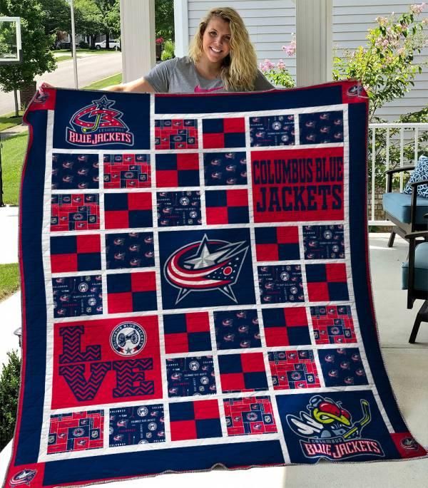 Coordinated Look with Columbus Blue Jackets Collection Quilt Blanket