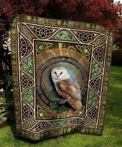 Copper Owl Quilt Bedding Set with Rustic Design