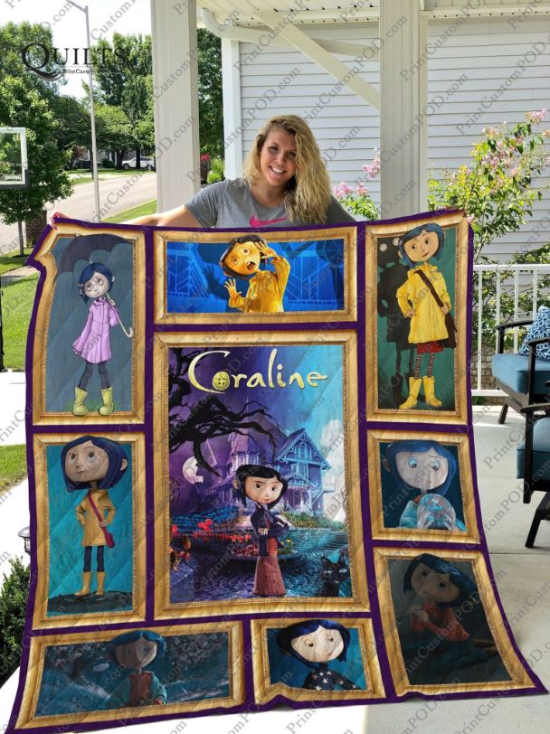 Coraline Jones Character: Quilt Bedding Set with Fleece Blanket for Coraline Fans