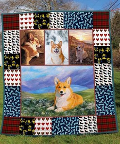 Corgi Natural Quilt Blanket for Dog Lovers