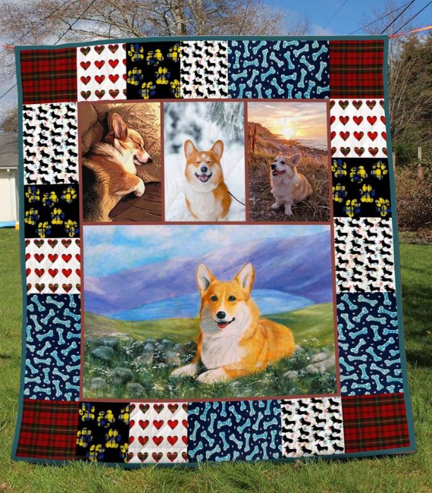 Corgi Natural Quilt Blanket for Dog Lovers