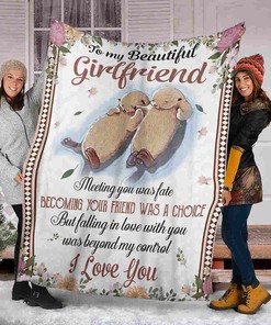 Couple Otter Blanket for Girlfriend's Birthday - Show Your Love with this Quilt Blanket