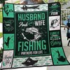 Couples Fishing Partners For Life Quilt Bedding Set for Husband And Wife