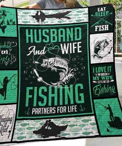 Couples Fishing Partners For Life Quilt Bedding Set for Husband And Wife