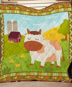 Cow on the Hill Quilt Blanket for Farmhouse Decor