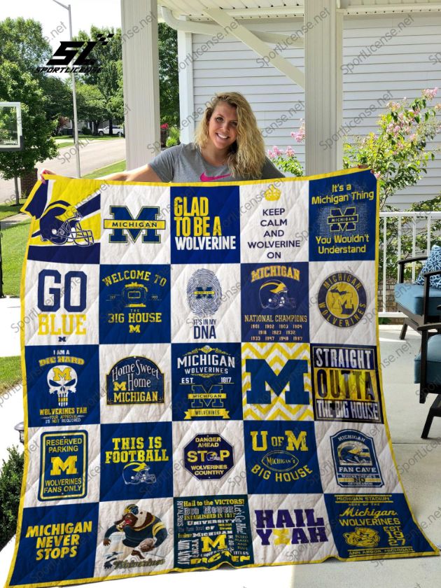 Cozy Michigan Wolverines themed Quilt Blanket - Warm and Comfortable