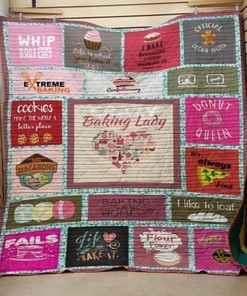 Crazy Baking Lady Quilt Bedding Set for Pastry Chefs and Home Bakers