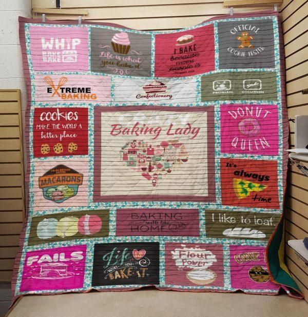 Crazy Baking Lady Quilt Bedding Set for Pastry Chefs and Home Bakers