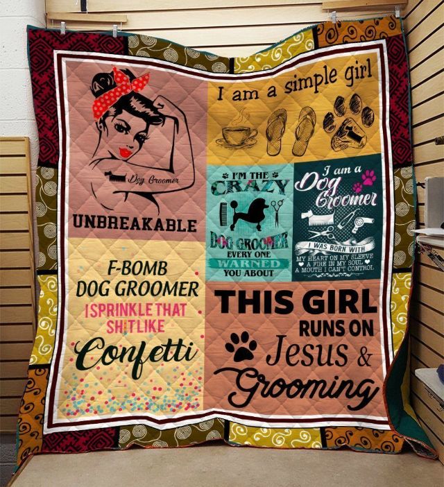 Crazy Dog Groomer Quilt Bedding Set