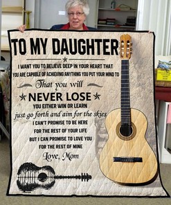 Create Memories With Your Daughter - Personalized Guitar Quilt Blanket