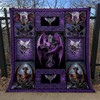 Cross Dragon Purple Quilt Blanket with Mystical Imagery