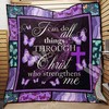 Cross Purple Encouraging Quotes Quilt Blanket, Ideal for Religious People