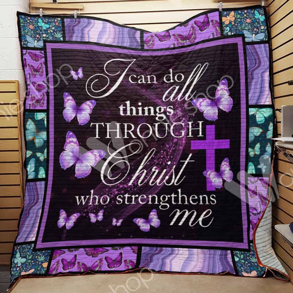 Cross Purple Encouraging Quotes Quilt Blanket, Ideal for Religious People