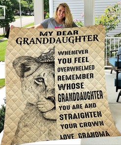 Crowned Lion Quilt Bedding Set for Granddaughter from Grandma